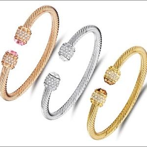 Gold, rose gold and silver bangles